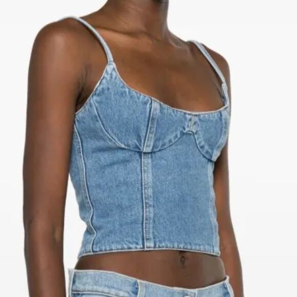 Magda Butry corset denim tank top NWT Sz US 6 - Picture 5 of 5